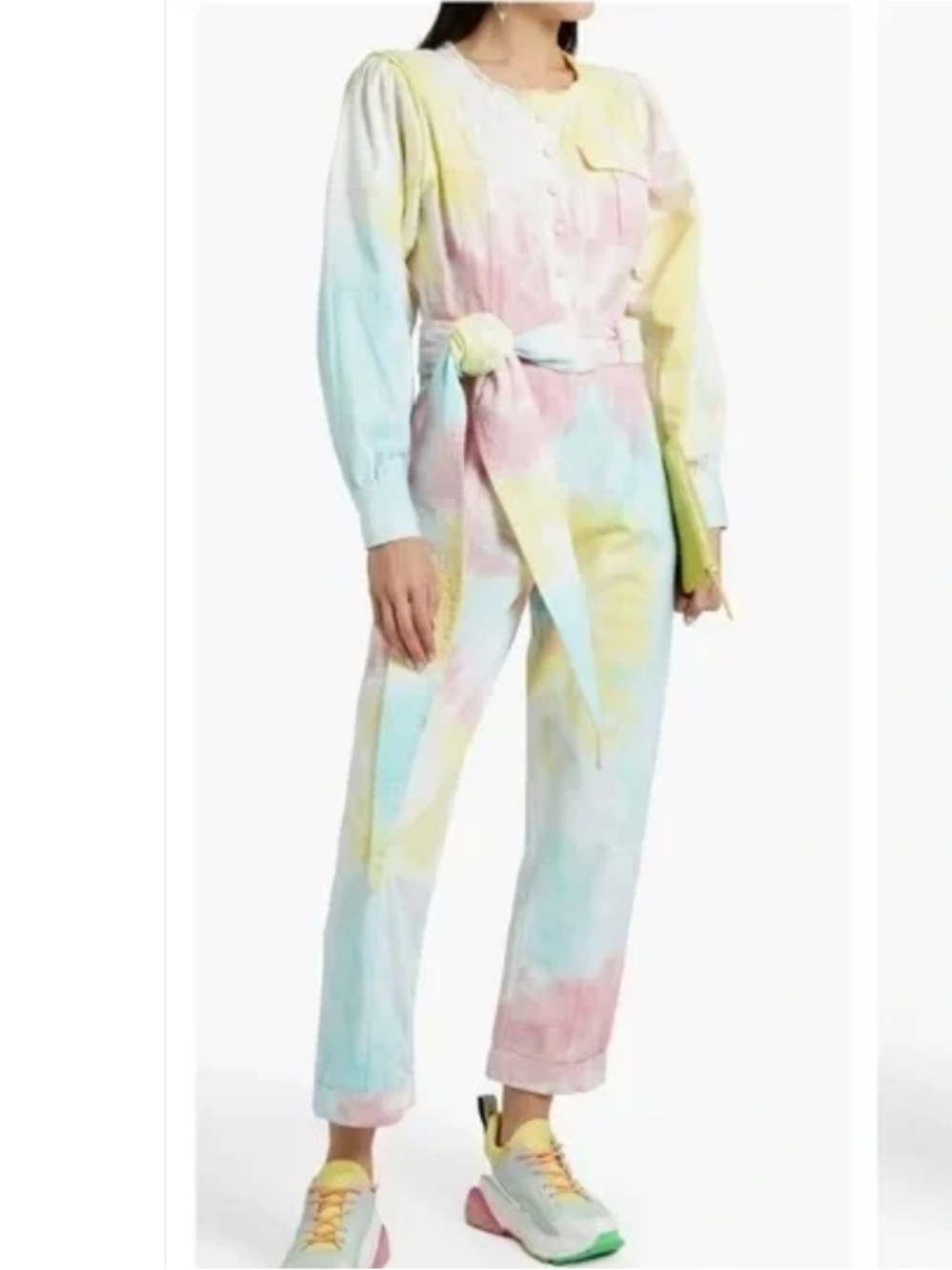 LoveShackFancy Paca Rainbow Radial Tie-Dye Belted Jumpsuit Size 0